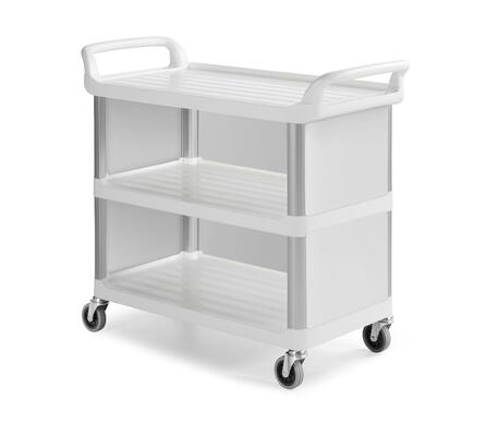 White Catering Trolley with 3 Shelves and Sides